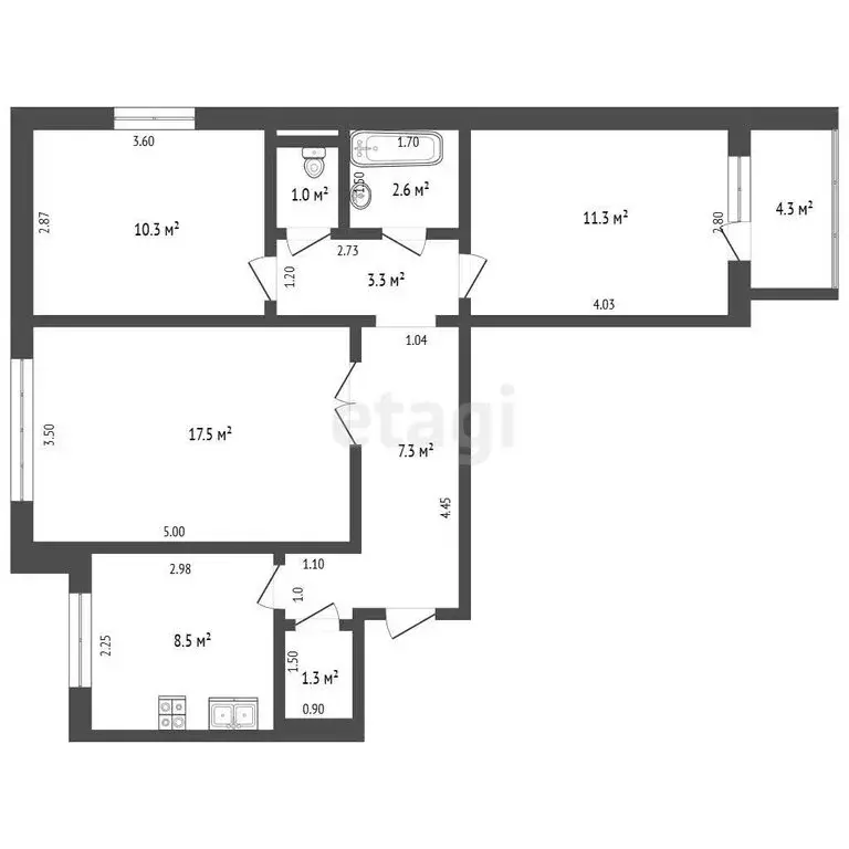 3-комнатная квартира: Самара, улица Советской Армии, 188 (65.3 м) - Фото 1