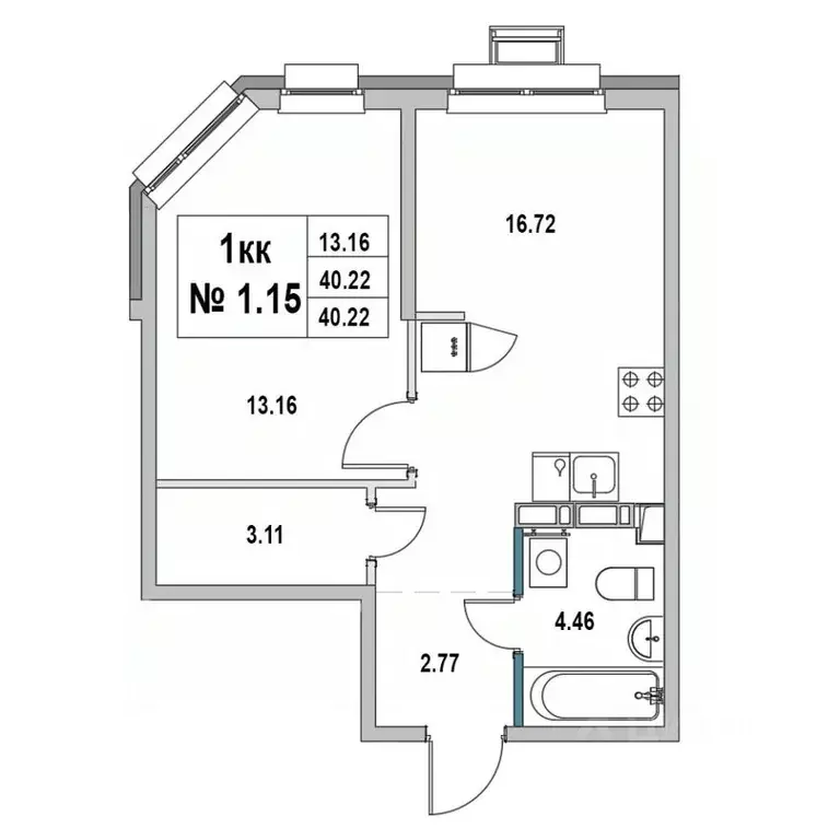 1-к кв. Ленинградская область, Выборг ул. 1-я Южная, 8 (40.23 м) - Фото 0