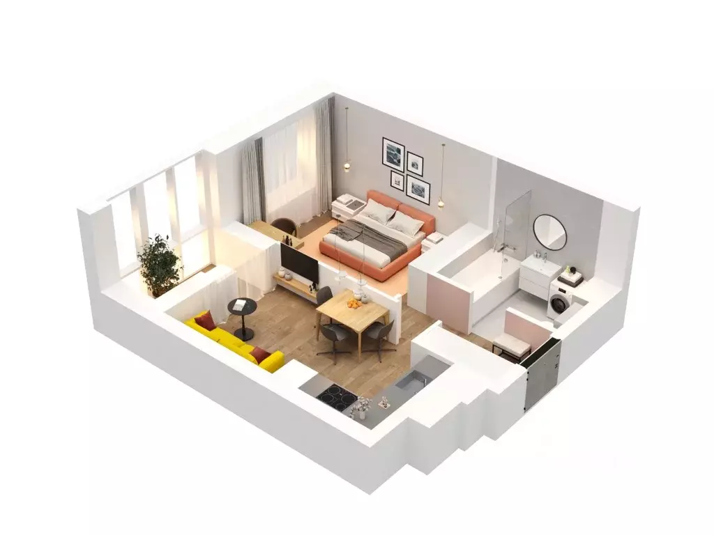 1-к кв. Татарстан, Казань Статный жилой комплекс, 2 (35.81 м) - Фото 2