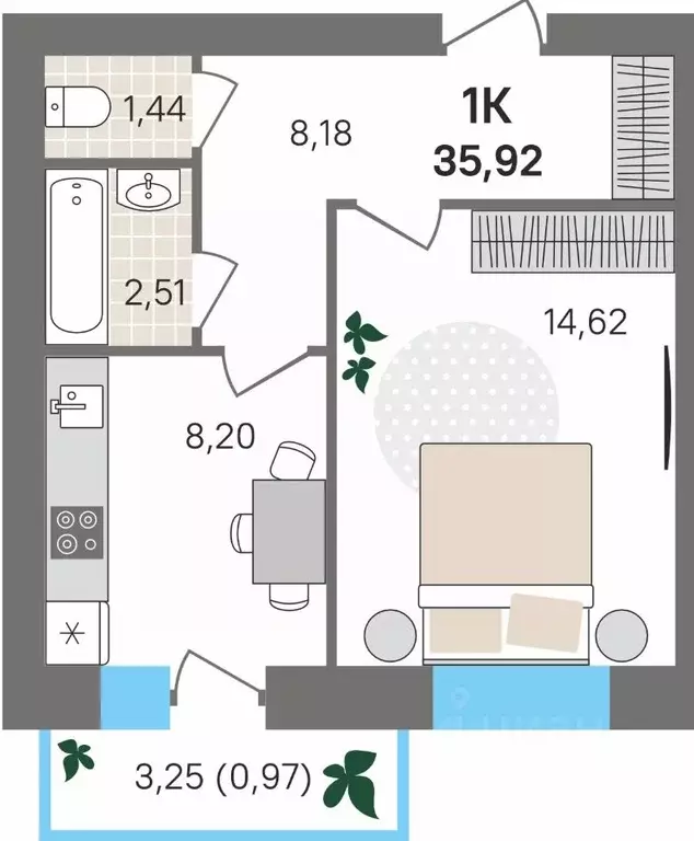 1-к кв. Пермский край, Пермский муниципальный округ, с. Култаево ул. ... - Фото 1