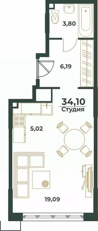 Студия Хабаровский край, Хабаровск Южный мкр, ул. Рокоссовского (34.1 ... - Фото 0