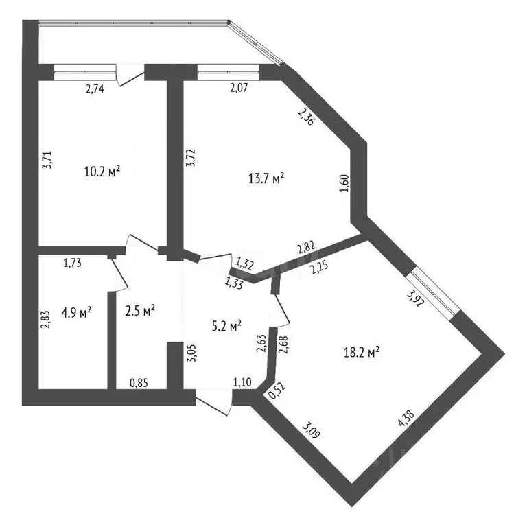 2-к кв. Амурская область, Благовещенск Игнатьевское ш., 17 (54.7 м) - Фото 2
