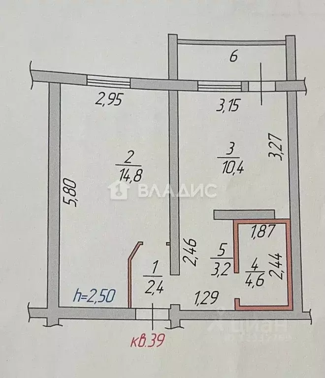 1-к кв. Пензенская область, Кузнецк Рабочая ул., 170с1 (35.4 м) - Фото 2