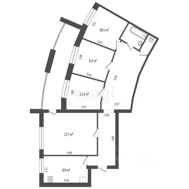 4-к кв. Томская область, Томск ул. Говорова, 6 (85.0 м) - Фото 1