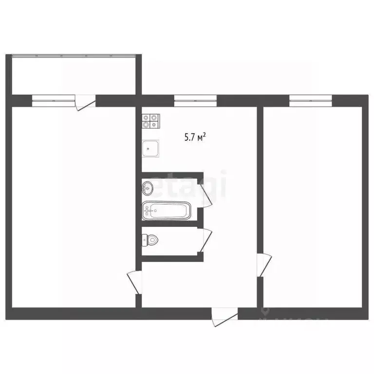 2-к кв. Нижегородская область, Кулебаки ул. 60 лет ВЛКСМ, 2 (42.5 м) - Фото 1