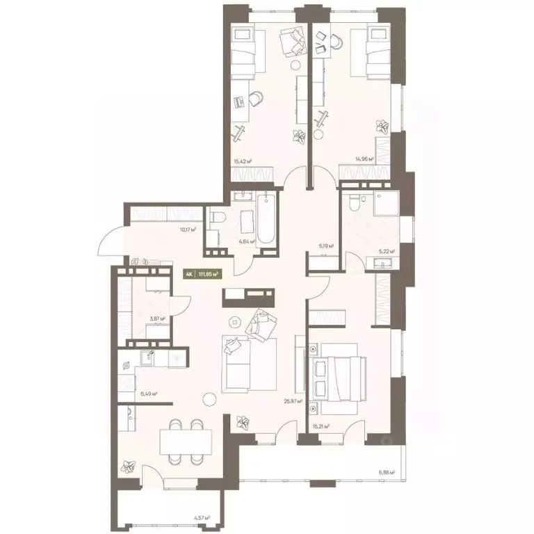 4-к кв. Кемеровская область, Кемерово Московский просп., 23А (111.85 ... - Фото 1