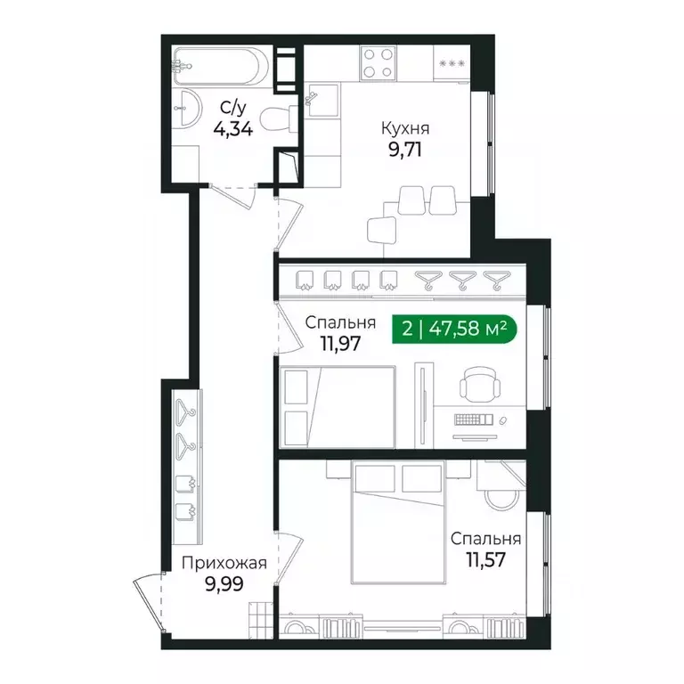 2-к кв. Ленинградская область, Сертолово Всеволожский район, ... - Фото 1