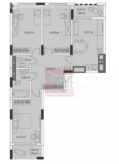3-комнатная квартира: посёлок Малое Исаково, Первая улица, 1к2 (83.3 ... - Фото 1