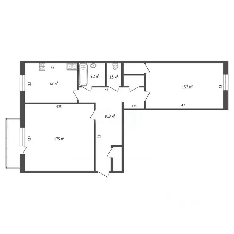 2-к кв. Саха (Якутия), Алдан ул. Папышева, 30 (55.2 м) - Фото 1
