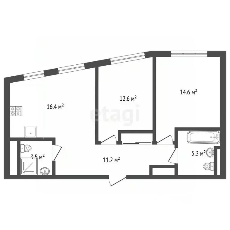 2-к кв. Москва ул. Крузенштерна, 7 (63.0 м) - Фото 2