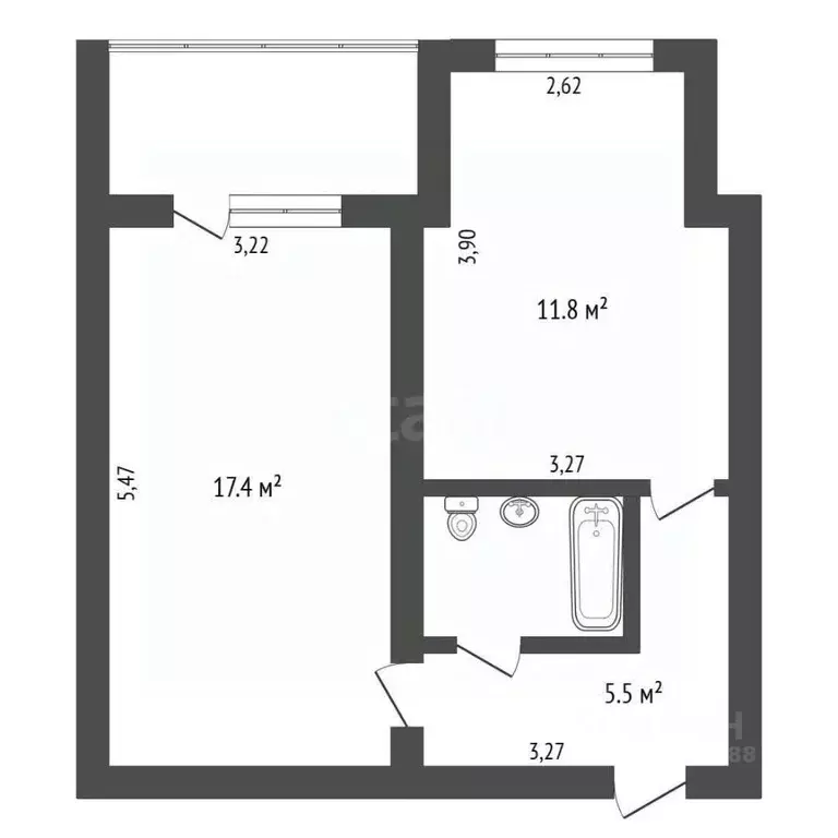 1-к кв. Амурская область, Благовещенск Амурская ул., 69 (40.2 м) - Фото 1