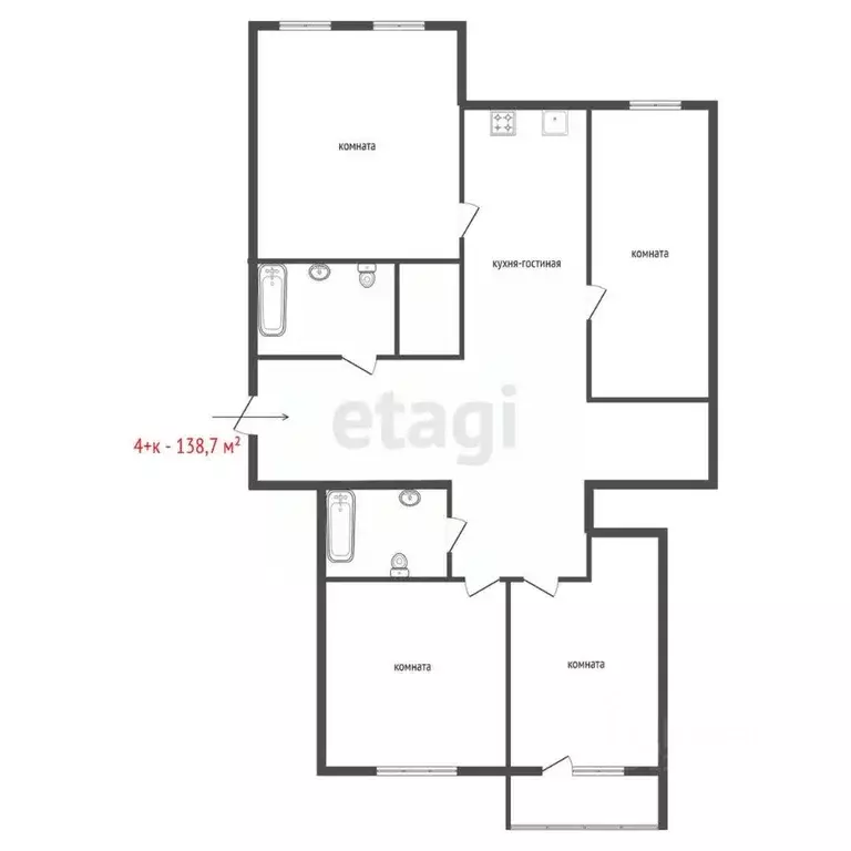 4-к кв. Свердловская область, Екатеринбург ул. Белинского, 180 (138.7 ... - Фото 2