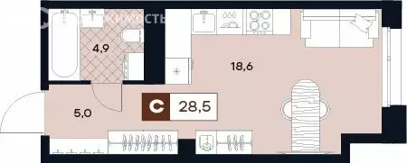 Квартира-студия: Москва, Лодочная улица, 27к2 (28.5 м) - Фото 0