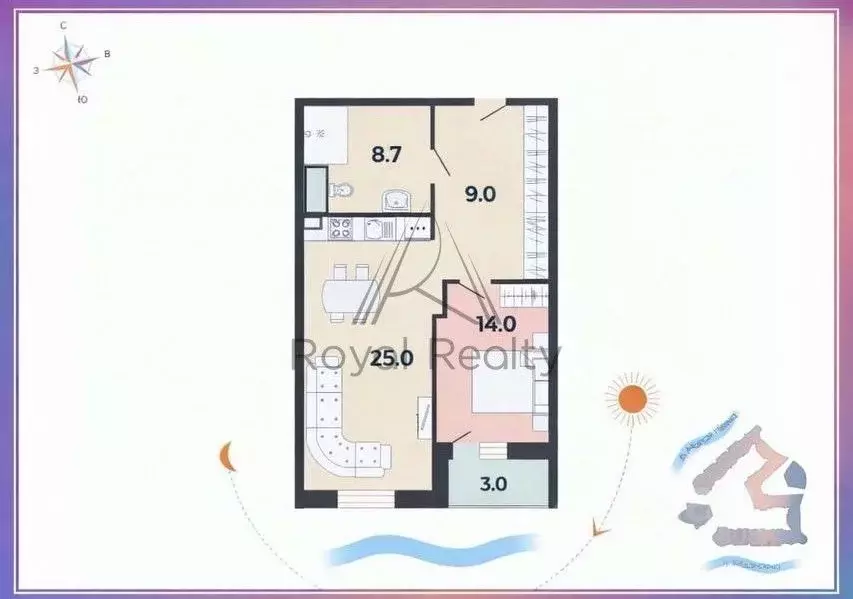 1-к кв. Санкт-Петербург Ждановская ул., 45 (56.7 м) - Фото 2
