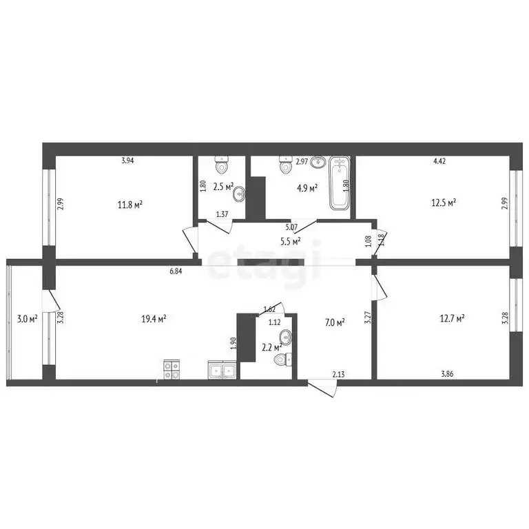 3-комнатная квартира: Тюмень, улица Анатолия Клиндюка, 3 (78.5 м) - Фото 1