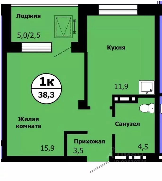 1-к кв. Красноярский край, Красноярск ул. Лесников, 49 (37.5 м) - Фото 0