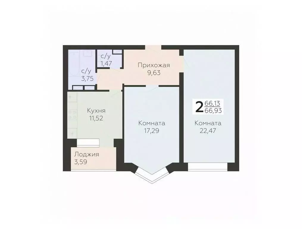 2-к кв. Орловская область, Орел ул. Панчука, 83Б (66.93 м) - Фото 0
