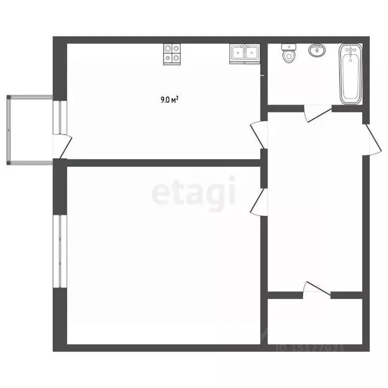 1-к кв. Ямало-Ненецкий АО, Ноябрьск Магистральная ул., 119 (33.0 м) - Фото 2