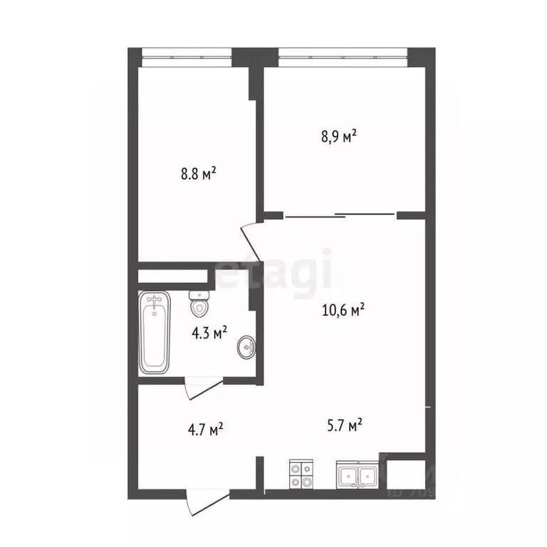 2-к кв. Тюменская область, Тюмень ДОК мкр, ул. Воронинская, 47 (38.3 ... - Фото 2