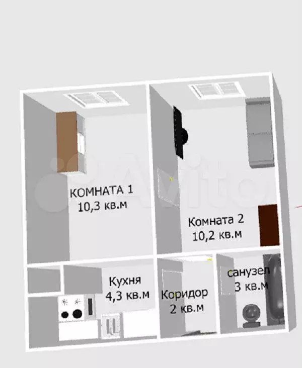 2-к. квартира, 30 м, 2/4 эт. - Фото 1