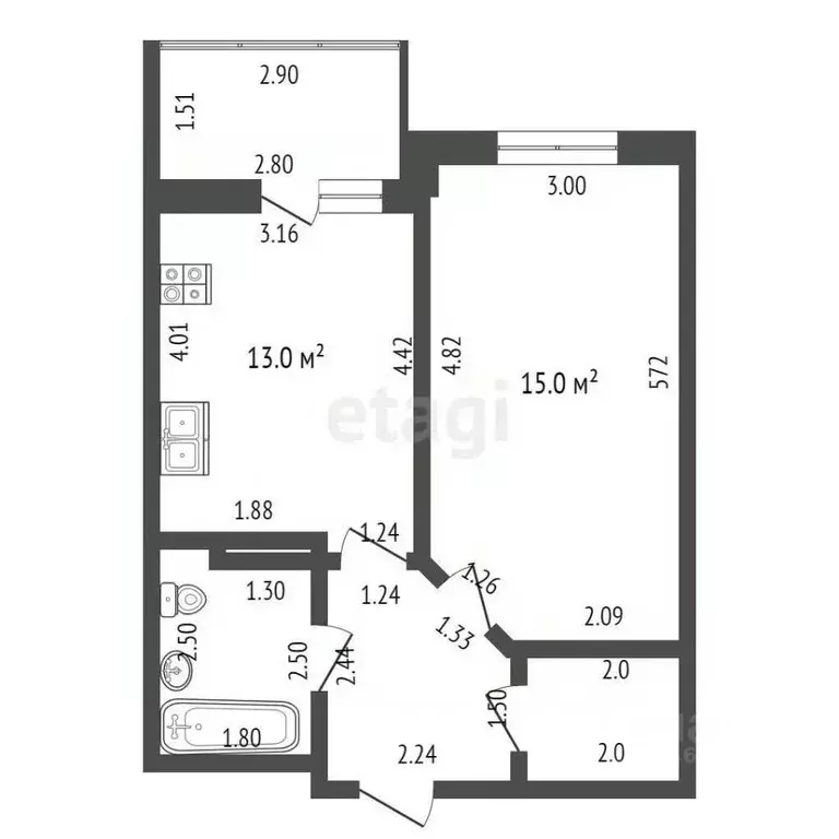 1-к кв. Краснодарский край, Анапа Парковая ул., 61к2 (42.2 м) - Фото 1