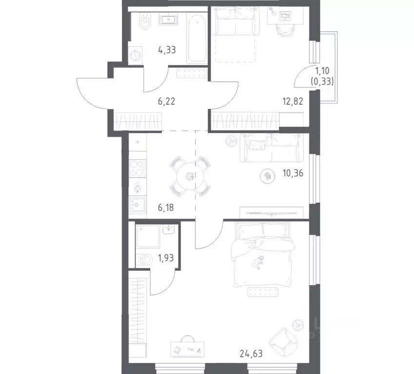 2-к кв. Башкортостан, Уфа ул. Минигали Губайдуллина, 8к9 (66.8 м) - Фото 1