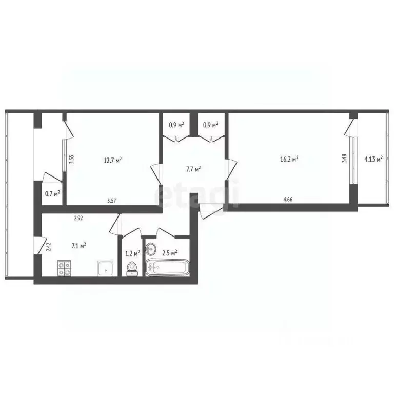 2-к кв. Севастополь ул. Хрусталева, 75 (55.2 м) - Фото 2