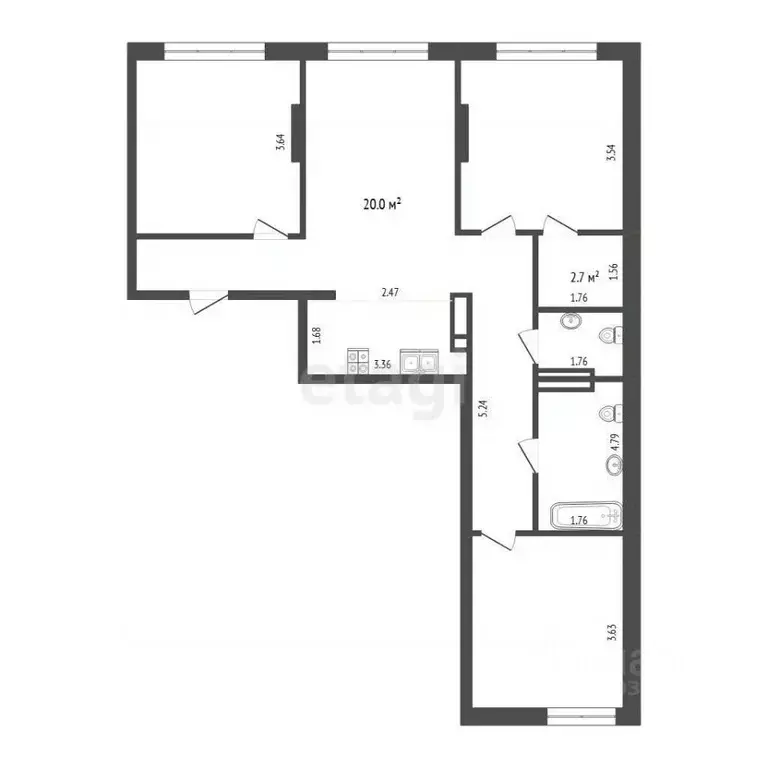 3-к кв. Тюменская область, Тюмень ул. Михаила Сперанского, 43 (78.4 м) - Фото 1