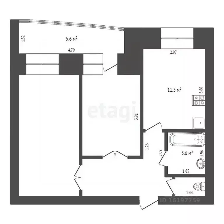 2-к кв. Саха (Якутия), Якутск ул. Халтурина, 14/3 (50.7 м) - Фото 2