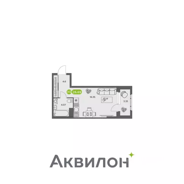 Студия Архангельская область, Архангельск АКвартал жилой комплекс ... - Фото 0