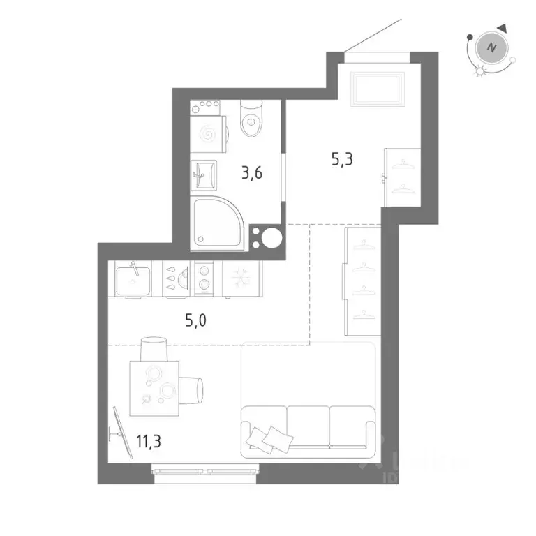 Студия Санкт-Петербург пос. Шушары, Клюква Парк жилой комплекс (25.2 ... - Фото 1