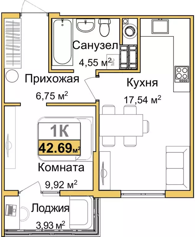 1-комнатная квартира: Симферополь, Центральный район (40.73 м) - Фото 0
