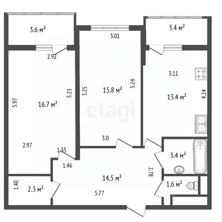 2-к кв. Санкт-Петербург Лыжный пер., 2 (67.7 м) - Фото 2