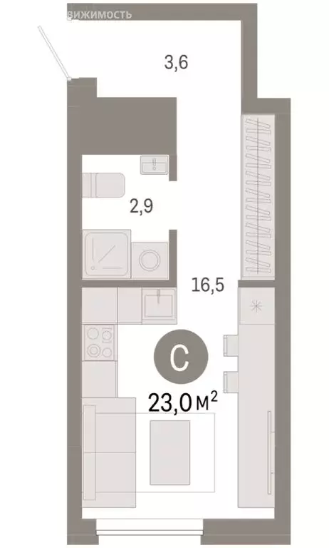 Квартира-студия: Екатеринбург, жилой район Эльмаш, Механический ... - Фото 2