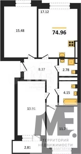 3-к. квартира, 75 м, 1/9 эт. - Фото 0