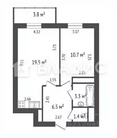 1-к кв. Санкт-Петербург ул. Среднерогатская, 8к1 (41.4 м) - Фото 1