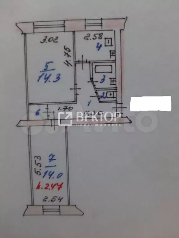 2-к. квартира, 44 м, 1/5 эт. - Фото 0