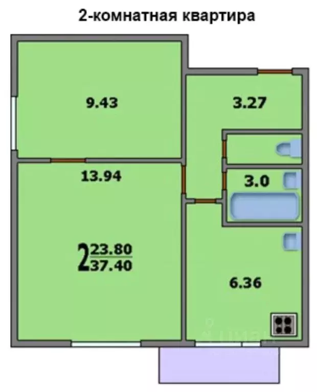 2-к кв. москва одесская ул, 14к5 (38.2 м) - Фото 1