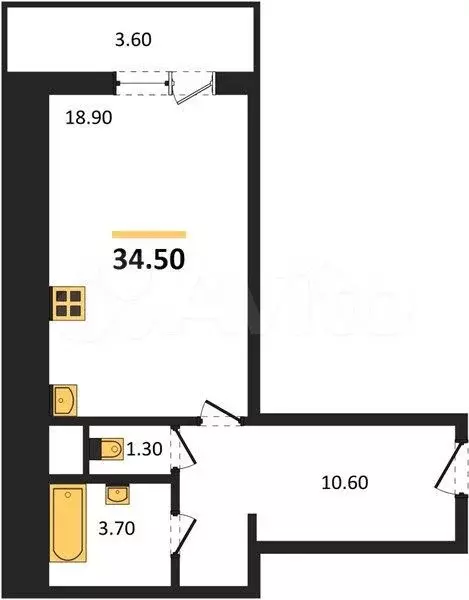 Квартира-студия, 33,5 м, 1/18 эт. - Фото 0