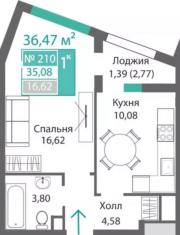 1-к кв. Крым, Симферополь Крымская роза мкр,  (36.47 м) - Фото 0