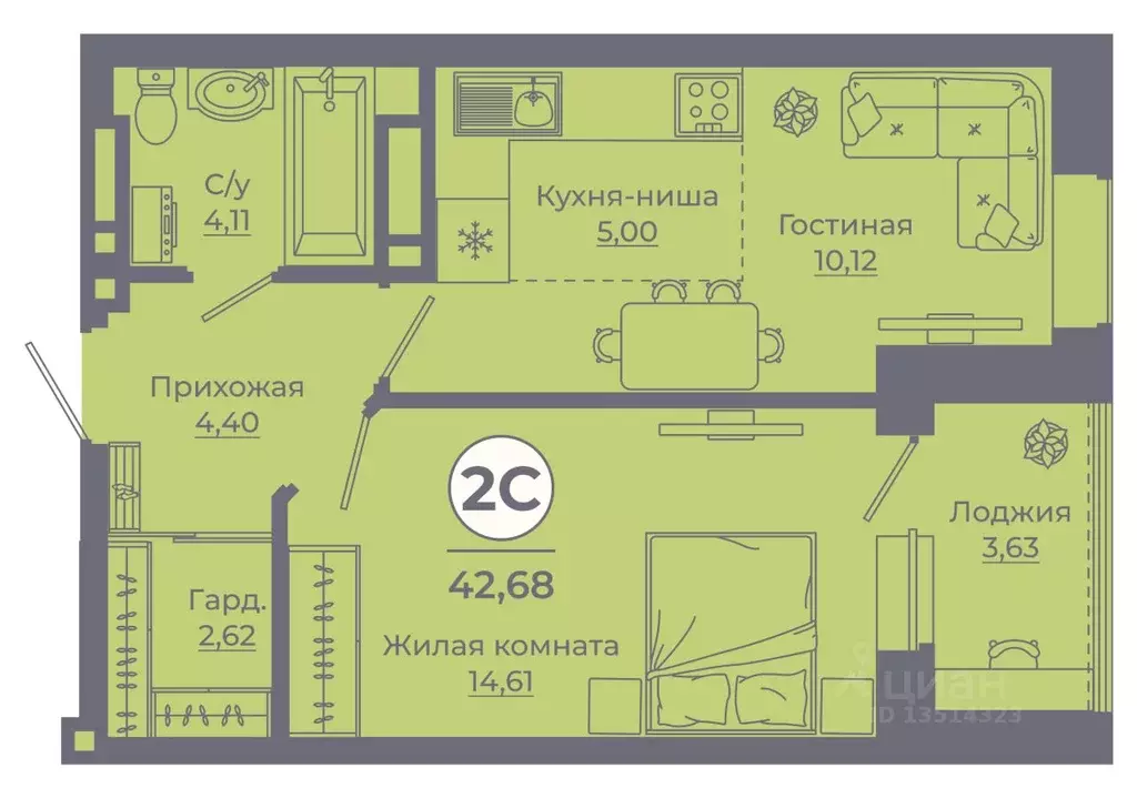 2-к кв. Ростовская область, Ростов-на-Дону Левенцовский мкр, ... - Фото 1