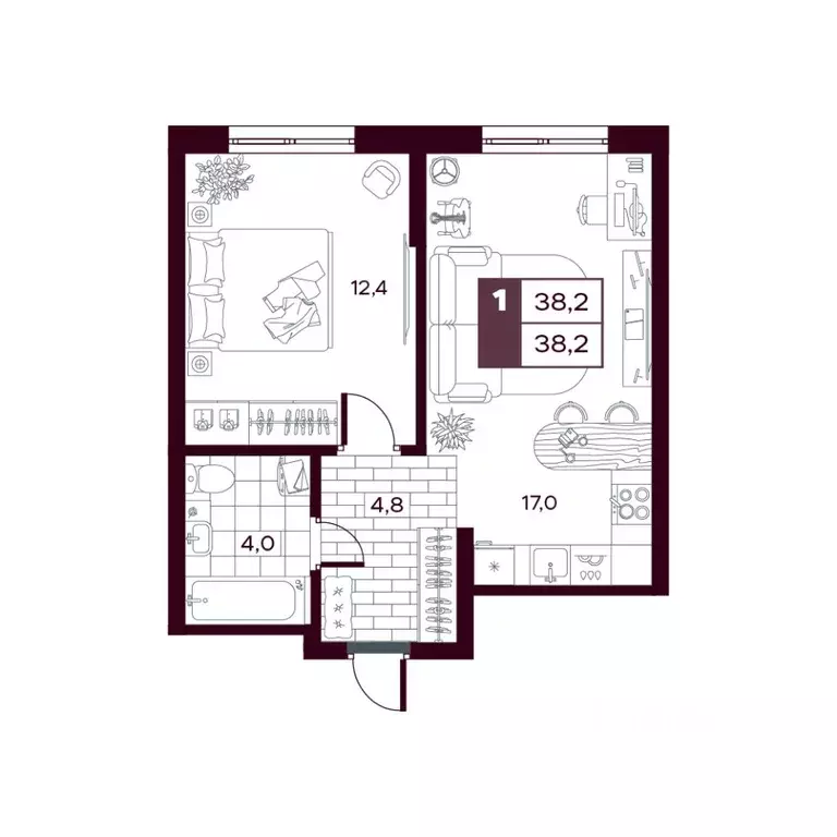 1-к кв. Тюменская область, Тюменский муниципальный округ, д. Дударева ... - Фото 1