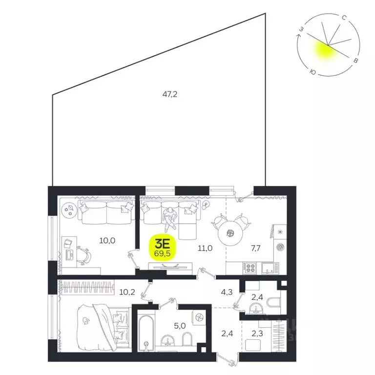 3-к кв. Свердловская область, Екатеринбург Южная Ботаника жилрайон, ... - Фото 0