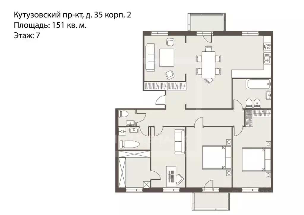 4-к кв. Москва Кутузовский просп., 35К2 (151.0 м) - Фото 2