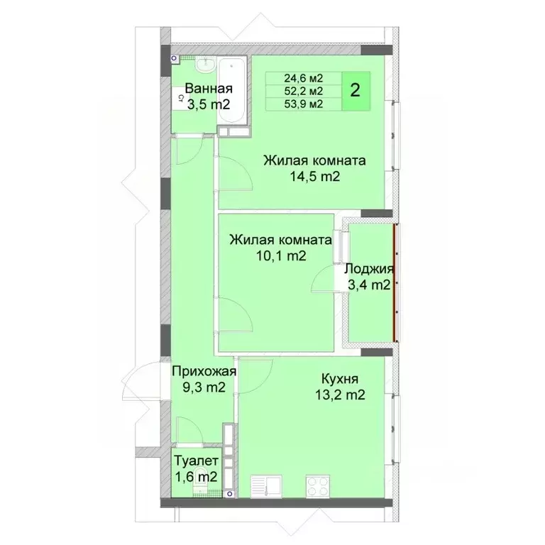 2-к кв. Нижегородская область, Нижний Новгород Кузнечиха Город жилой ... - Фото 1