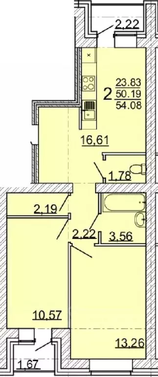 2-к кв. Воронежская область, с. Новая Усмань  (54.08 м) - Фото 1