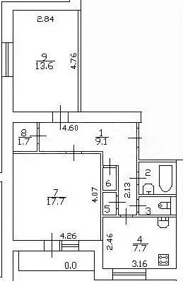 2-к. квартира, 54,7 м, 8/9 эт. - Фото 0