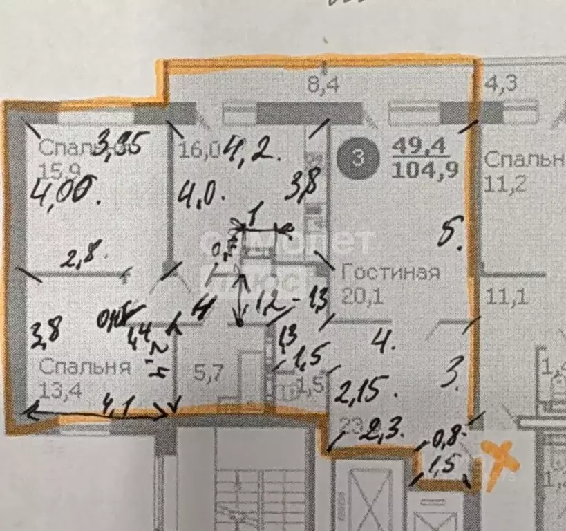 3-к кв. Воронежская область, Воронеж Московский просп., 147 (105.0 м) - Фото 2