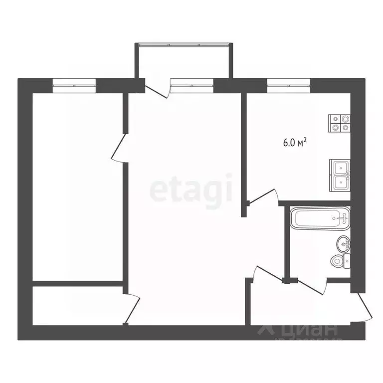 2-к кв. Забайкальский край, Чита ул. Кастринская, 3Б (43.5 м) - Фото 1