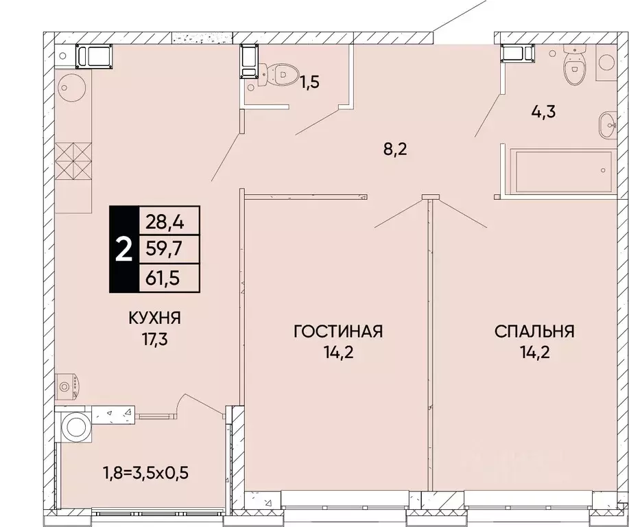 2-к кв. Ростовская область, Ростов-на-Дону Левобережье жилой комплекс ... - Фото 0